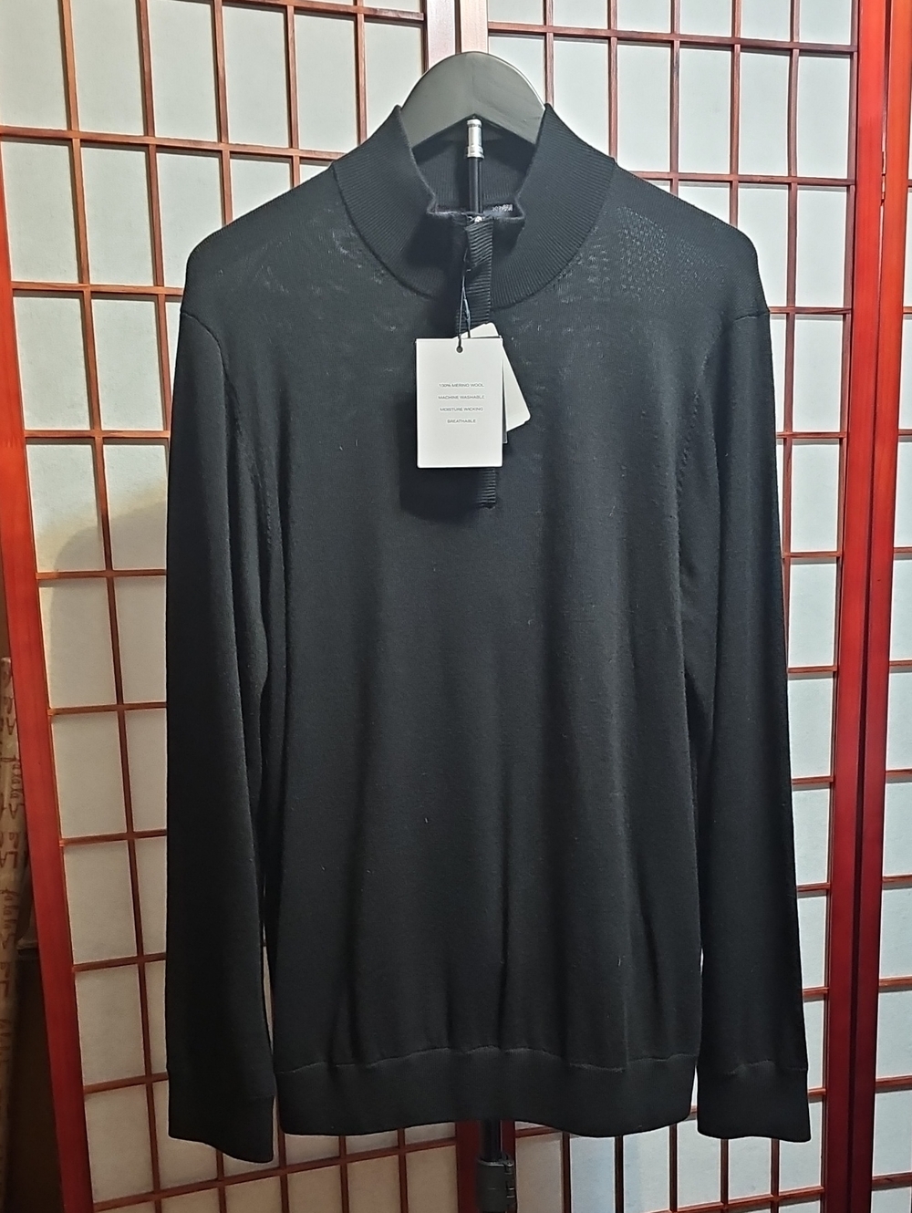 Men's Black Quarter Zip Sweater